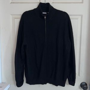 American blue pure cashmere Black zip up sweater Size large